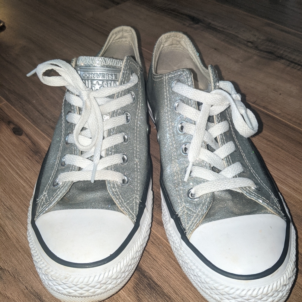 Converse Shoes Silver Glitter Chuck Taylors